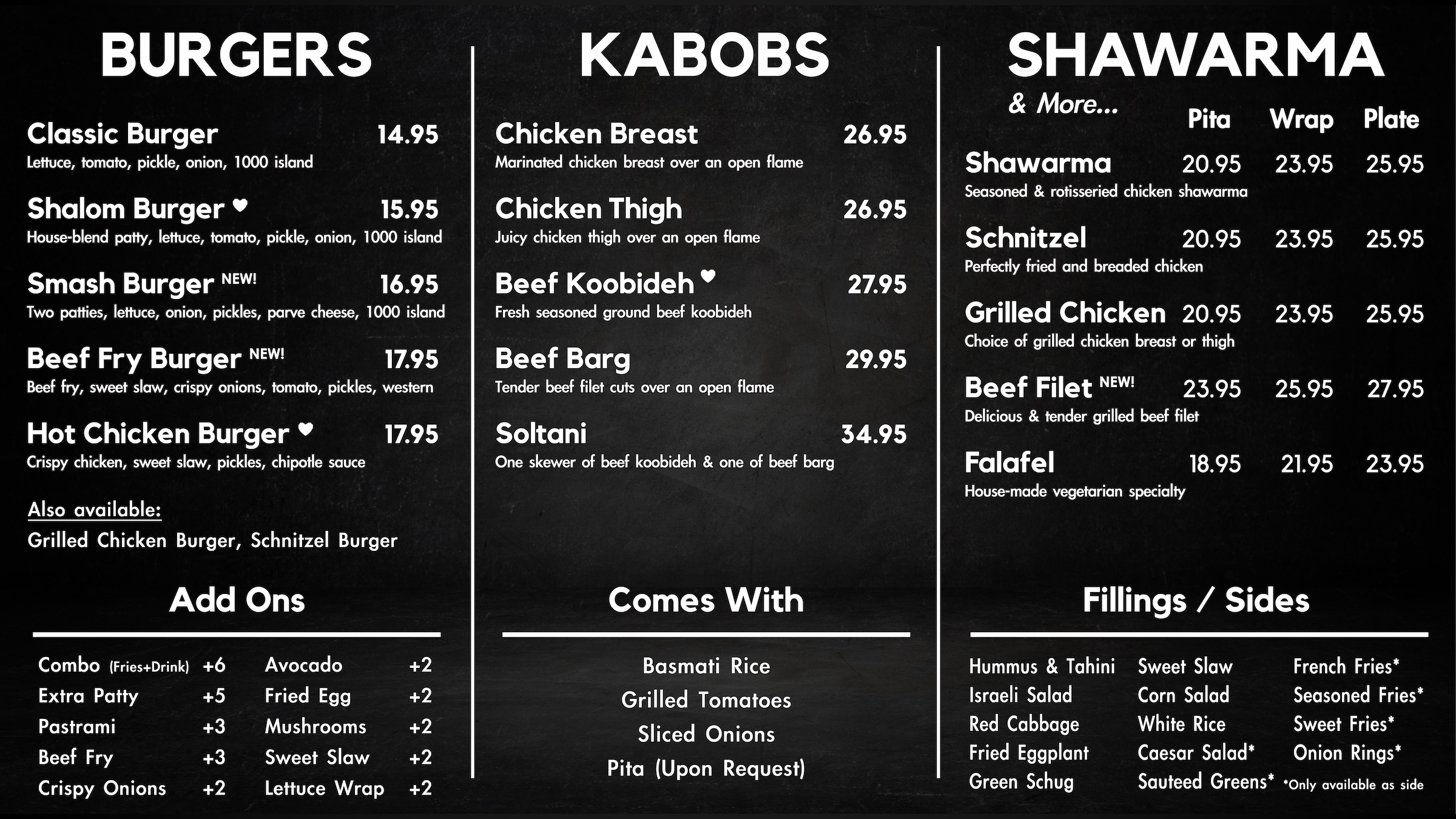 Shalom Grill Menu 1